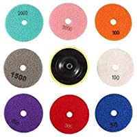 4 Pulgadas Diamond Lija Pulido Conjunto de Discos de 8 PC 9 PCS for Granito Mármol (tamaño : 7+1Pcs)